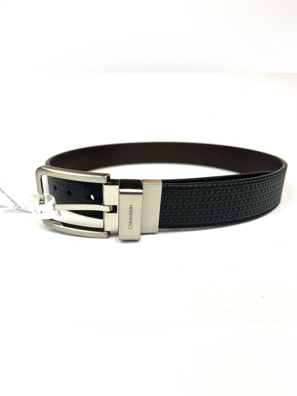 Calvin Klein Men's Micro Logo Strap Reversible Casual Belt Black Size S (30-32)